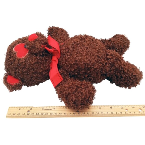 Bear Plush Dan Dee Teddy Dark Brown Red Heart Eye Paws 13 In Soft Stuffed Animal - Picture 2 of 14